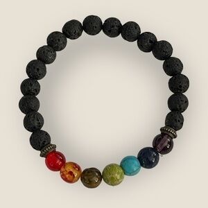 Chakra Gemstone & Volcanic Rock Bracelet
